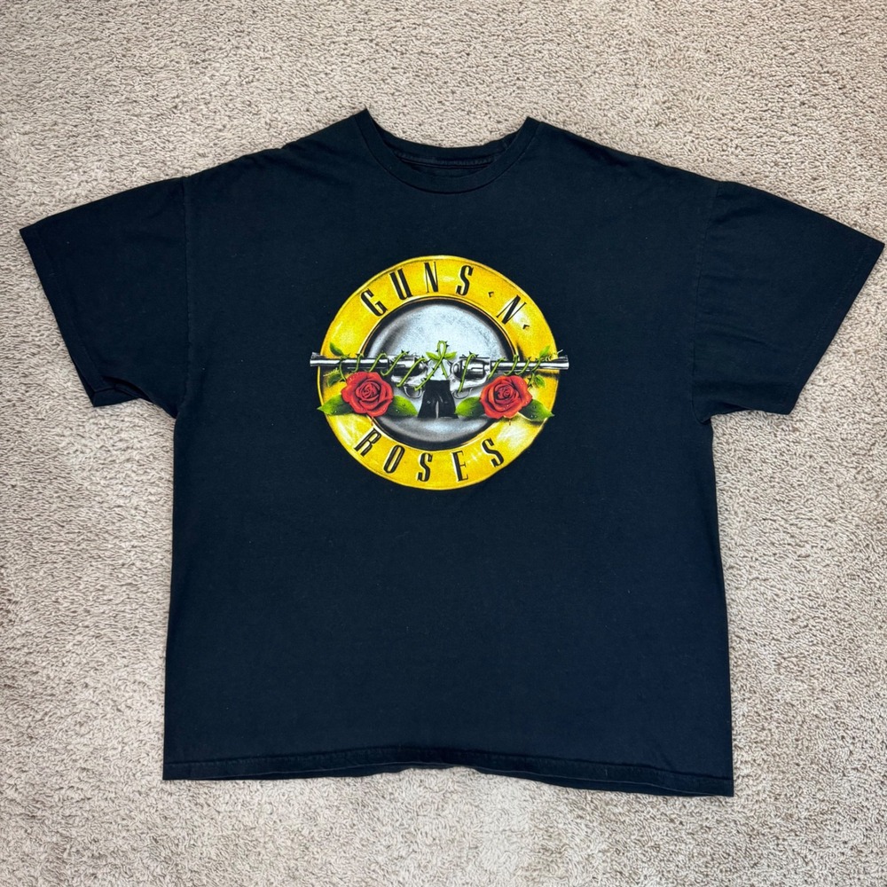 Guns N Roses Band T Shirt Mens XXL Black Graphic Tee 2022 Bullet Logo Cotton Tee